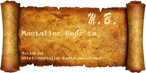Mastaller Beáta névjegykártya